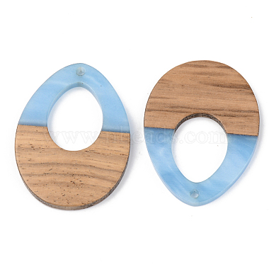 Opaque Resin & Walnut Wood Pendants(RESI-S389-014A-C)-3