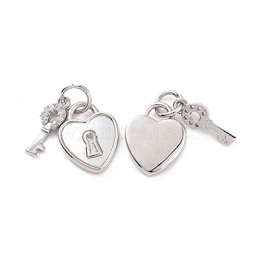 Platinum Clear Lock Brass+Cubic Zirconia+Shell Charms