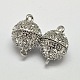 Oval Brass Rhinestone Magnetic Clasps with Loops(KK-D507-D-11P)-1