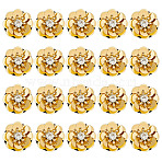 20Pcs Flower Sew on Rhinestone, Glass Rhinestone, with Plastic, Gold, 25x6.5mm(DIY-MA0006-93)