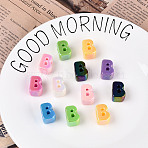 UV Plating Opaque Acrylic European Beads, Large Hole Beads, Mixed Color, Letter B, 20.5x15x13.5mm, Hole: 6mm(OACR-M027-03B)