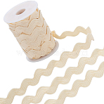 Polyester Wave Lace Trim Ribbon, Wave Bending Lace Trim, Clothes Accessories, Old Lace, 1/2 inch(13mm), 12.5 yards(OCOR-GF0004-36B-25)