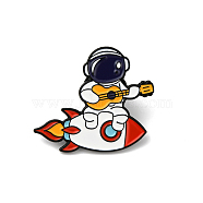 Spaceman Play the Guitar Enamel Pin, Astronaut Alloy Enamel Brooch for Backpack Clothes, Electrophoresis Black, Colorful, 25.5x29.5x1.5mm, Pin: 1mm(JEWB-SZC0002-001D)