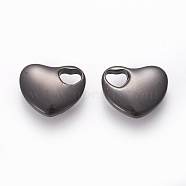 304 Stainless Steel Stamping Blank Tag Charms, Heart with Large Heart Hole, Manual Polishing, Electrophoresis Black, 13x15x3.5mm, Hole: 5x4mm(STAS-O119-26B)