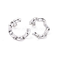 304 Stainless Steel Stud Earring for Women, Twist Letter C, Stainless Steel Color, 19x17.5x3.5mm, Pin: 0.8mm(EJEW-F287-03P)