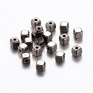 Tibetan Style Alloy Spacer Beads, Lead Free and Cadmium Free, Cube, Gunmetal, about 4mm long, 4mm wide, 4mm thick, hole: 1.5mm.(K0NP1051)