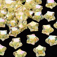 Transparent Acrylic Beads, Bead in Bead, AB Color, Faceted, Star, Yellow, 14x15x8.5mm, Hole: 2mm, about 518pcs/500g(TACR-S152-02D-SS2105)