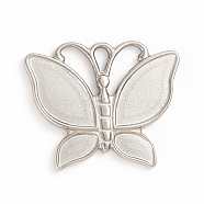 304 Stainless Steel Pendant Enamel Settings, Butterfly, Stainless Steel Color, 25.5x31.5x2.5mm, Hole: 4.5x3mm(STAS-D174-17P)