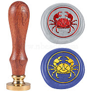 Wax Seal Stamp Set, Sealing Wax Stamp Solid Brass Heads with Wood Handles, for Envelopes Invitations, Gift Card, Crab, 83x22mm, Stamps: 25x14.5mm(AJEW-WH0208-1517)