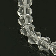 Half-Handmade Transparent Glass Beads Strands, Bicone, Clear, 6mm, Hole: 1mm, about 46pcs/strand, 10.63 inch(X-GB6mmC01)