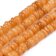 Natural Freshwater Shell Beads Strands, Dyed, Chip, Sandy Brown, 3~4x0.3~3mm, Hole: 0.6mm, about 220~225pcs/strand, 14.76 inch~15.16 inch(37.5cm~38.5cm)(SHEL-S278-067F)