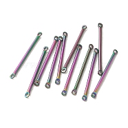 Ion Plating(IP) 304 Stainless Steel Links, Bar Connector Charms, Rainbow Color, 30x2.5x1.5mm, Hole: 1.4mm(STAS-Q323-05D-RC)