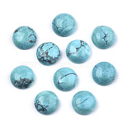 Natural Howlite Cabochons, Half Round/Dome, Dyed & Heated, Turquoise, 8x3~4mm(G-N326-59D)