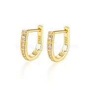 925 Sterling Silver Micro Pave Cubic Zirconia Hoop Earrings, with S925 Stamp, Real 18K Gold Plated, 9mm(XC0955-6)
