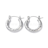 304 Stainless Steel Hoop Earrings, Round, Stainless Steel Color, 21x20x3.5mm(STAS-Z052-11P)