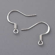 925 Sterling Silver Earring Hooks, Silver, 16~18x14mm, Hole: 2mm, Pin: 0.7mm(X-STER-S002-53)