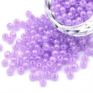 6/0 Imitation Jade Glass Seed Beads, Luster, Dyed, Round, Orchid, 4x3mm, Hole: 1.2mm, about 450g/bag(SEED-N004-006-03)