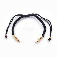 Nylon Cord Braided Bracelet Making, with Brass Beads, Golden, Black, 10-1/4 inch~11-7/8 inch(26~30cm), 3mm(MAK-E665-06E)