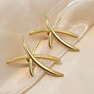 304 Stainless Steel Stud Earrings, Coconut Tree, Real 18K Gold Plated, 45x30mm(EJEW-B122-04G)