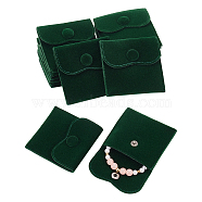 Velvet Jewelry Flap Pouches, Envelope Bag with Snap Button for Earrings, Bracelets, Necklaces Packaging, Square, Dark Green, 6.9x6.9cm(TP-WH0007-11A)