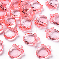 Transparent Acrylic Pendants, Faceted, Apple, Salmon, 20x17x5~6mm, Hole: 3mm, about 480pcs/500g(TACR-S154-28B-52)