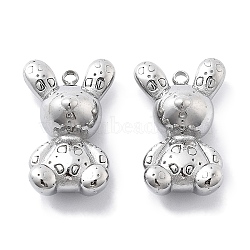 Anti-Tarnish 304 Stainless Steel Pendants, Rabbit Charm, Stainless Steel Color, 21x13x7mm, Hole: 1.6mm(STAS-R130-22P)