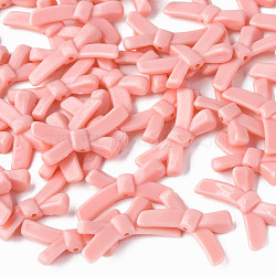 Opaque Acrylic Beads, Bowknot, Salmon, 20x34x5.5mm, Hole: 1.8mm, about 435pcs/500g(MACR-S373-126-A10)