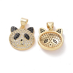 Brass Cubic Zirconia Pendants, Panda Head Charm, Real 18K Gold Plated, 16x15x4.5mm, Hole: 3.5x5mm(KK-G453-10G)