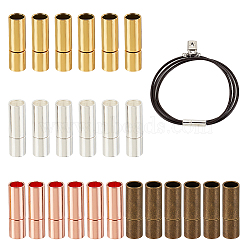 24 sets 4 colors Brass Bayonet Clasps, Column, Leather Cord Clasps Findings, Mixed Color, 17~18x5~6mm, Hole: 4~5mm, 6 sets/color(KK-OC0001-37B)