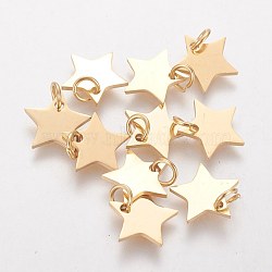 Vacuum Plating 304 Stainless Steel Charms, Star, Golden, 10x10.6x1.1mm, Hole: 4mm(STAS-Q201-T461G)
