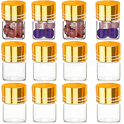 40Pcs Clear Glass Bottles Bead Containers, Screw Top Bead Storage Tubes with Aluminum Cap, Column, Golden, 2.2x3cm, Capacity: 5ml(0.17fl. oz)(CON-SC0001-15B-01)