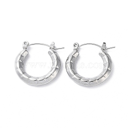 Non-Tarnish 304 Stainless Steel Hoop Earrings, Round, Stainless Steel Color, 21x20x3.5mm(STAS-Z052-11P)