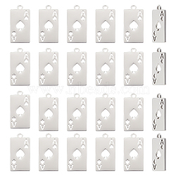 201 Stainless Steel Pendants, Laser Cut, Ace of Spades, Stainless Steel Color, 19x10x1mm, Hole: 1.5mm, 24pcs/box(STAS-UN0044-72)