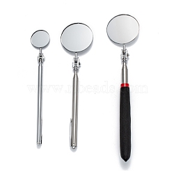 Olycraft 3 Pcs 3 Styles Rectangular Telescoping Inspection Mirror, with Extra Long Handle, Oval, Stainless Steel Color, 1pc/style(AJEW-OC0002-13)