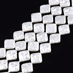 ABS Plastic Imitation Pearl Beads Strands, Rhombus, Creamy White, 13x13x3.5mm, Hole: 0.9mm, about 31pcs/strand, 15.94 inch(40.5cm)(KY-N015-03-B01)