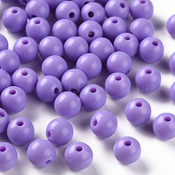 Opaque Acrylic Beads, Round, Lilac, 8x7mm, Hole: 2mm(X-MACR-S370-C8mm-A32)