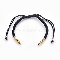 Nylon Cord Braided Bracelet Making, with Brass Beads, Golden, Black, 10-1/4 inch~11-7/8 inch(26~30cm), 3mm(MAK-E665-06E)
