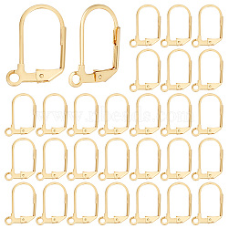 Beebeecraft 40Pcs 304 Stainless Steel Leverback Earring Findings, with Loop, Real 18K Gold Plated, 17x10.5x2mm, Hole: 2mm(STAS-BBC0003-92)