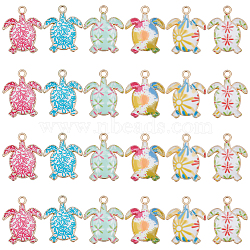 Nbeads 48Pcs 6 Style Alloy Enamel Pendants, Light Gold, Tortoise Charm, Mixed Color, 21.5x18x1.5mm, Hole: 1.8mm, 8pcs/style(ENAM-NB0002-06)