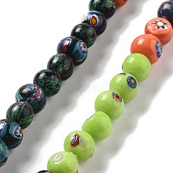 Handmade Lampwork Beads, Round, Colorful, 11~11.5x10~11mm, Hole: 1.8mm, about 64~67pcs/strand, 25.71''(65.3cm)(LAMP-Z008-09G)