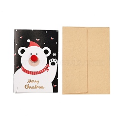 Rectangle Paper Greeting Card, with Envelope, Christmas Day Invitation Card, Bear, 150x105x1.5mm(AJEW-P123-B02)