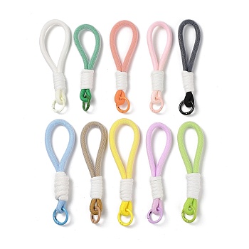 Braided Nylon Strap, Alloy Clasp for Key Chain Bag Phone Lanyard, Mixed Color, 155mm