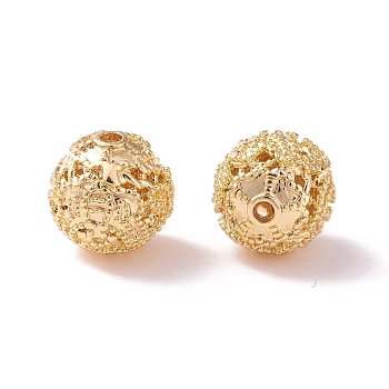 Brass Hollow Round Beads, Golden, 10x9.5mm, Hole: 1.6mm
