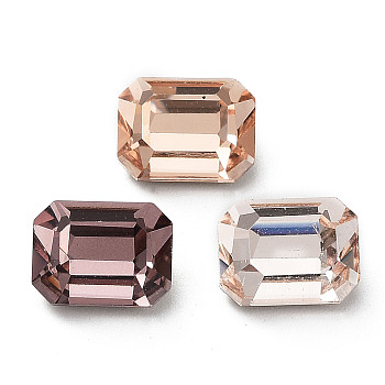 K9 Glass Rhinestone Cabochons, Point Back & Back Plated, Faceted, Rectangle, Mixed Color, 8x6x4mm