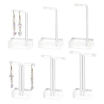 PandaHall Elite 2Sets 2 Style T Bar Earring Acrylic Displays Sets, Jewelry Display Rack, Jewelry Tree Stand, Clear, 1set/style