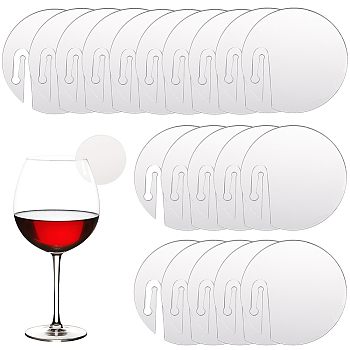 20Pcs Acrylic Wine Glass Charms, Goblet Marker, Flat Round, WhiteSmoke, 49.5x1.5mm