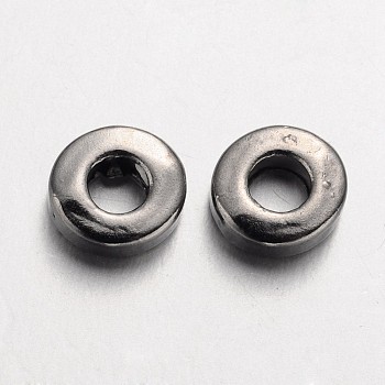 Tibetan Style Alloy Beads, Lead Free and Cadmium Free and Nickel Free, Donut, Gunmetal, 6x2mm, Hole: 2.5mm.