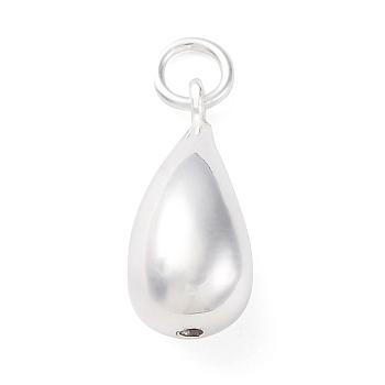 925 Sterling Silver Teardrop Pendants, with Jump Rings & 925 Stamp, Silver, 16.5x7x7.5mm, Hole: 2.5mm