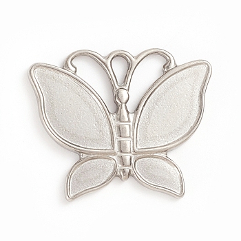 304 Stainless Steel Pendant Enamel Settings, Butterfly, Stainless Steel Color, 25.5x31.5x2.5mm, Hole: 4.5x3mm