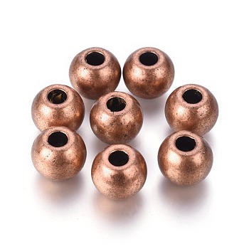 Tibetan Style European Beads, Antique Silver, Cadmium Free & Nickel Free & Lead Free, Red Copper, 12x14mm, Hole: 5mm